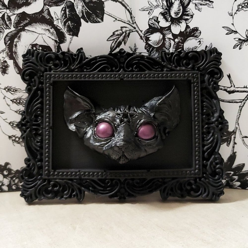 4.5" Mini Framed Victorian Gothic Evil SPHINX Wall Plaque * Creepy Gothic Decor